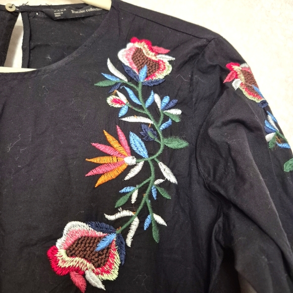 Zara Elegant Black Embroidered Long Sleeve Mini Dress..Size:XS - Picture 11 of 15